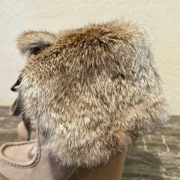 NEW Coach Scout Sahara Suede Leather and Rabbit Fur Wedge Boots - Picture 2 of 13